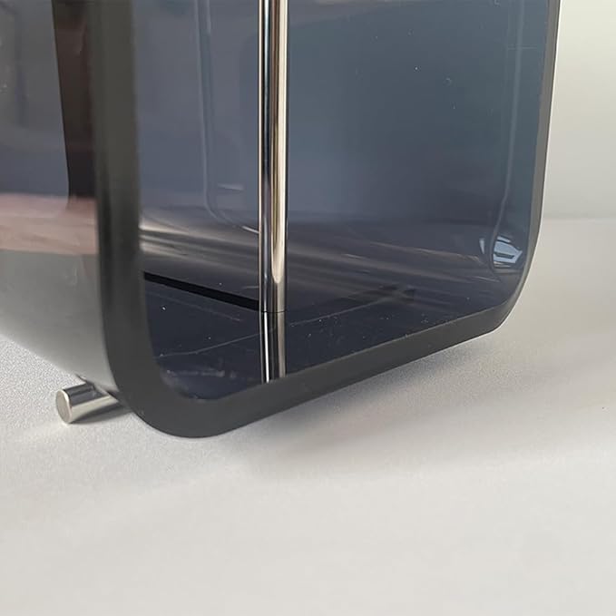Magazine Holder, Brown Clear Acrylic with Stainless Steel Handle, Tabletop Display Stand (Black Transparent)