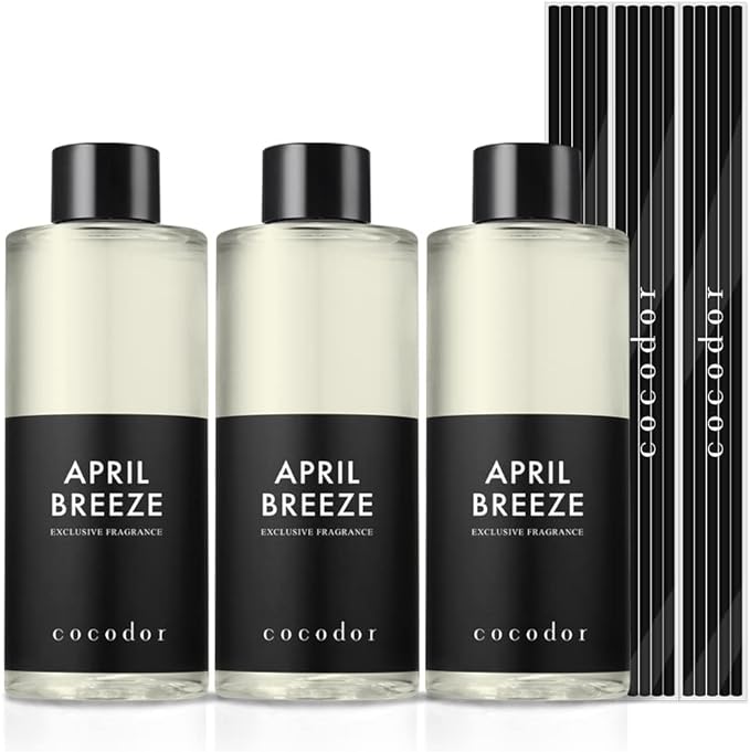 COCODOR Reed Diffuser Oil Refill/April Breeze /6.7oz / 3 Pack/Aromatherapy, Home Fragrance, Scented Oils, Oils for Reed Diffuser, Bathroom Home Decor