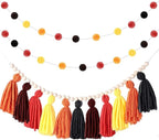 3PCS/Set Boho Tassel Garland,BetterJonny Boho Tassel Garland Wall Hanging Decor Pastel Banner with Wood Beads and 2Pcs Pom Pom Felt Ball for Home and Outdoor Decor