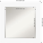 Amanti Art White Wall Mirror 25x25 Basic White Square Bathroom Mirror for Wall Decor Living Room, Medium Casual Wood Frame, Hangs Horizonally and Vertically, Bathroom Decor, Beveled Edge