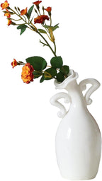 Vase with Attitude, White Ceramic Small Neck Vases, Novel and Lovely Unique Shape Vase, 7inch Modern Home Decoration Vases, Can Be Used As A Decoration for Dining Table Bookcase and Desk