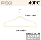 MIZGI Premium Velvet Hangers Pack 40 Pcs Heavy Duty - Non Slip Felt Hangers - Velvet Suit Hangers Ivory with Gold Hooks,Space Saving Clothes Hangers