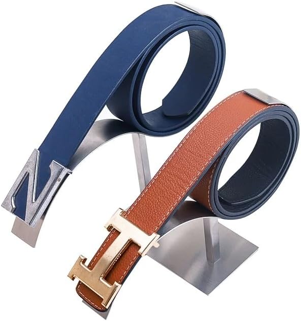 Mollytek Stainless Steel Belt Display Stand Rack Belt Holder Organizer Belt Storage Organizer and Displayer for 2 Belts Retail Store Display or Home Use