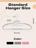 HOUSE DAY Heavy Duty Plastic Hangers 100 Pack, Grey Slim Clothes Hangers Space Saving, Durable S-Shaped Non Slip Coat Hangers with Rubber Pads, 360° Swivel Hook, Ideal for for Shirt, Suit, Pant, Skirt