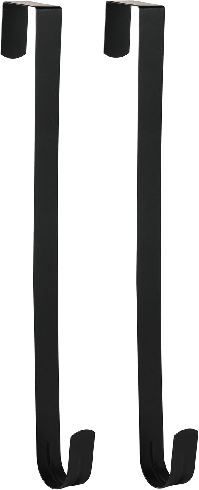 Wreath Hanger for Front Door, Slim Over The Door Hook, Easy to Use and Reusable Holiday Wreath Holder for Christmas, Thanksgiving, Halloween and Daily Décor (15" Black, 2)