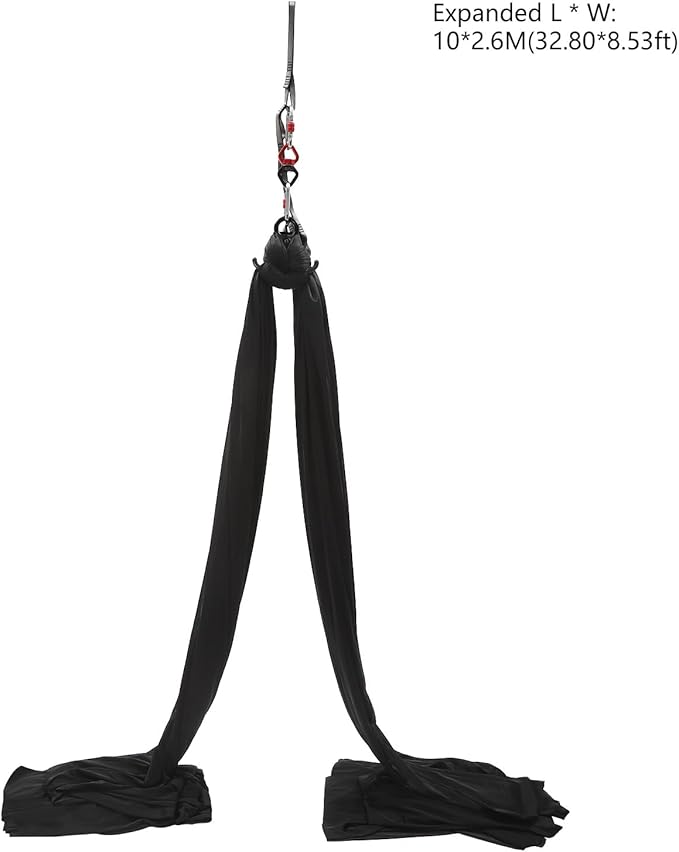 LOYALHEARTDY Aerial Silks Starter Kit, 11 Yards Equipment Set for Aerial Yoga, Durable Aerial Yoga Hammock Aerial Swing for Aerial Acrobatic, Aerial Dance & All Levels (L:10m W:2.6m)