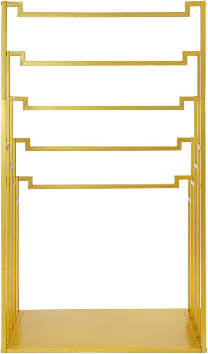Scarf Organizer Stand, 5-Tier Freestanding Scarf Display Rack, Metal Scarf Holder Belt Pants Hanger for Commercial Clothing Retail Store Home, Space Saving Shelves, 31.5" x 15.75" x 59"(Gold)