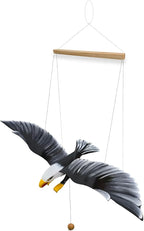 WitnyStore Wooden Bird Mobile 25" Black Flying Eagle Hand Made Painted Wood Flapping Wing Birds Hanging Ceiling Decor Wind Chimes Handcrafted Art Animal Decorative Collectibles Décor Gifts Souvenirs