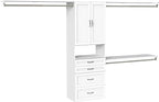 ClosetMaid SuiteSymphony Hanging Closet Kit Includes (1) Tower, (3) Closet Rods, (4) Shelves, (3) Top Shelves w/Brackets, (4) Drawers, and (1) Closet Door Set, White