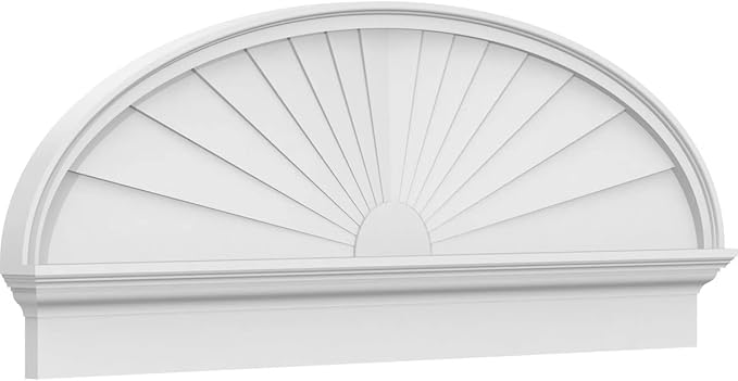 54" W x 20-3/8"H x 2-3/4"P Elliptical Sunburst Architectural Grade PVC Combination Pediment