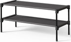 Kitsure Shoe Rack - Non-Woven Shoe Rack Shelf, Shoe Organizer for Closet, Entryway, Garage & Corridor, Stackable Shoe Shelves, 27.5" Wide - 2 Tier, Black