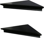 AHDECOR Black Floating Corner Shelves, Elegant Wall-Mounted Corner Shelf for Decorative Display and Storage in Any Room, Set of 2