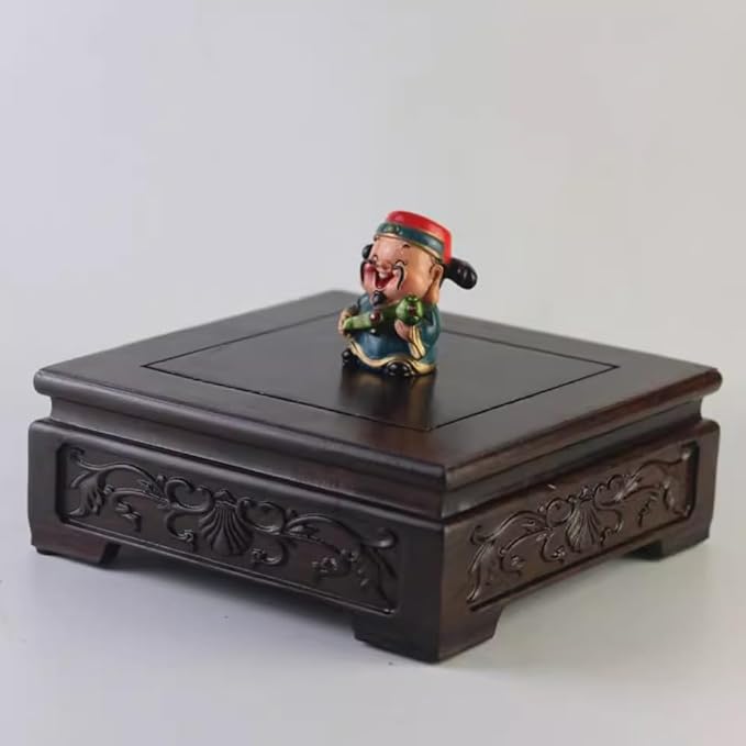 GOLDY&WENDY Vintage Indoor Home Decor Display Stand Square Solid Wood Black Catalpa Vase Plant Teapot Pedestal Base