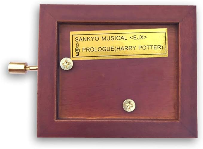 BinkeGG Play (Moon River) Brown Wooden Hand Crank Music Box with Sankyo Musical Movement (65 Tunes Option)