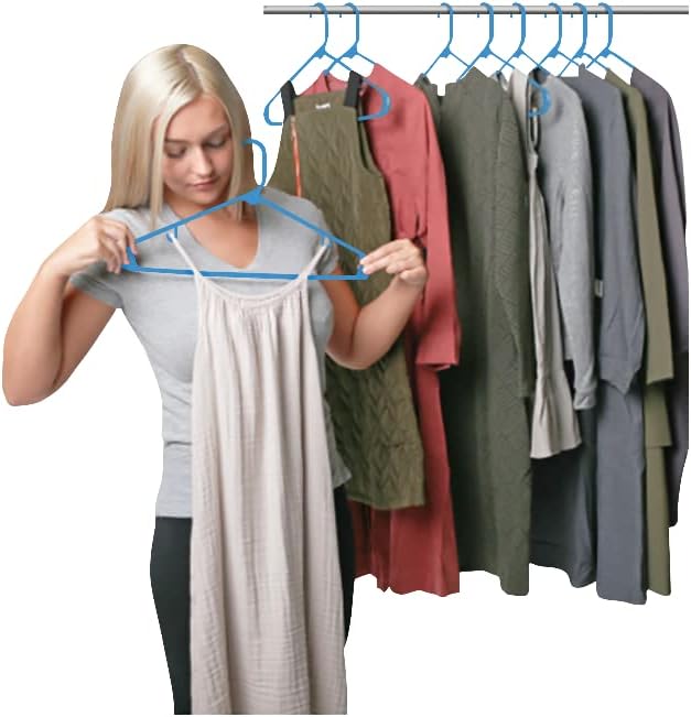 Sharpty Plastic Hangers Clothes Hangers for Clothing, Closet, Coats & Shirts - Durable & Space Saving - for Everyday Standard Use, Room Essentials & Basics - 60 Pack - Blue