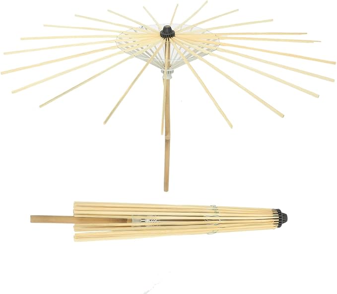 MAGICLULU 2Pcs Creative Oiled Paper Umbrella Stands Skeleton for Paper Umbrella Projects for Home Decoration and Photo Props Craftsmanship with Lines