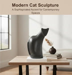 Young's Inc Modern Black Cat Resin Figurine Sculpture, Minimalist Cat Statue Home Decor, Abstract Cat Tabletop Accent for Living Room Shelf Desk Mantel, Contemporary Animal Art Decor, 10 Inch