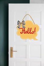 Hello Sign for Front Door 12'' Bubble Shape Wood Sign Hanging Decor Outdoor sign for Farmhouse porch Wall Pediments Decorations