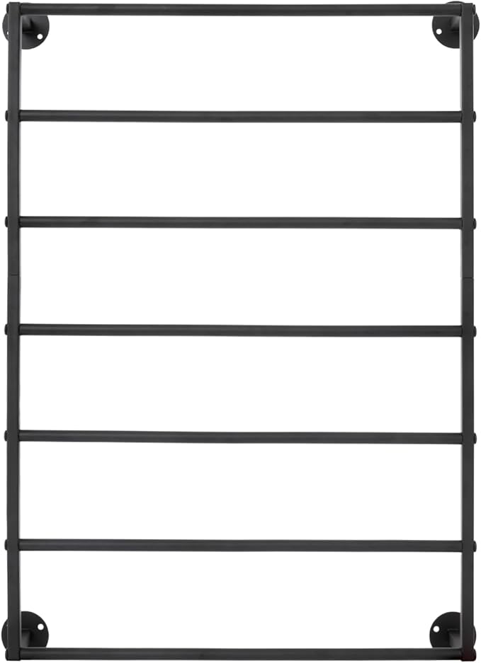 7-tier Wall Mounted Scarf Rack, Scarf Display Rack, Towels Storage Rack, Commercial Hijab Scarf Holder Organizer Space Saving for Retail Stores, Boutiques, Home (Black, 7 Tiers)