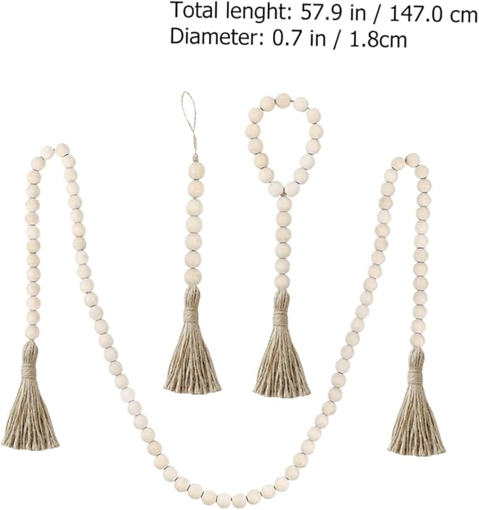 1 Set Rustic Wooden Beads with Tassels and Rope Versatile Wall Decor for Living Room Bedroom Office and Garden Stylish Home Decoration for Festivals and Parties