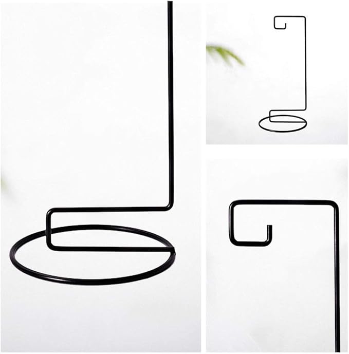 YY YEARCHY Ornament Display Stand Iron Hanging Stand Flower Pot Rack Holder Pothook for Hanging Glass Globe Air Plant Terrarium Witch Ball Home Wedding Christmas Decoration (9.07"x4.13"x4.13", Black)