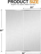Delma Home Gym Mirror,60''x25''x2PCS Silver,Large Full Body Tempered Glass Frameless, Wall-Mounted for Gym, Yoga, Garage, Bedroom, Bathroom