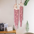 Dream Catchers Star Moon Dream Catcher Pink Room Decor, Macrame Dream Catcher Girls Teenager Bedroom Wall Decor,Boho Dreamcatcher Girls Room Decoration Teen Girl Gifts for Women Birthday Gifts Mother