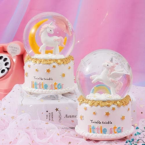 Unicorn Snow Globe for Kids, Musical Snowball with Colorful Lights Automatic Snowfall, for Girl Boy Christmas Birthday Ideal Choice, 3.5x5inch Music Box
