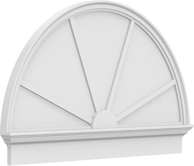 48"W x 30-3/4"H x 2-3/4"P Half Round 4 Spoke Architectural Grade PVC Combination Pediment