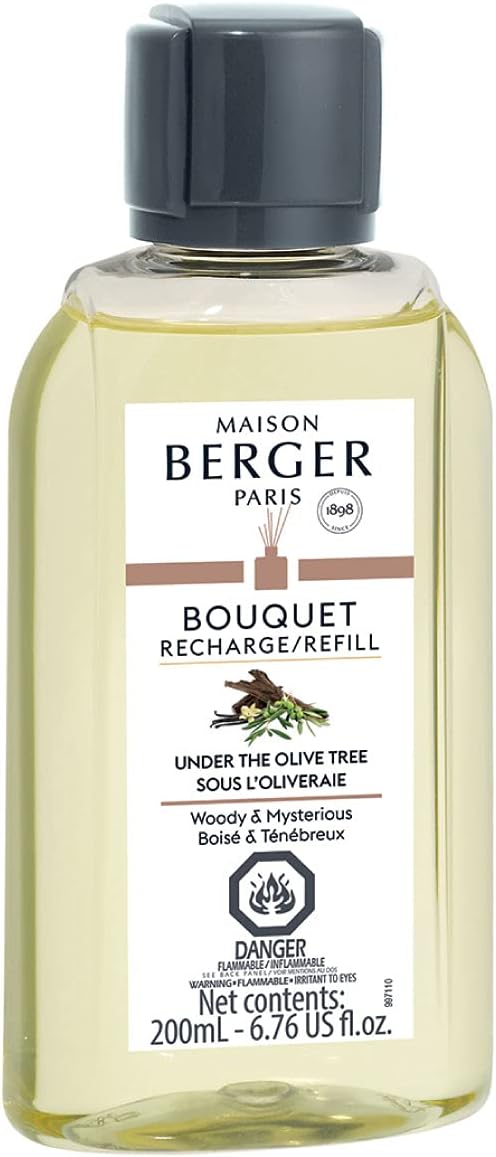 Maison Berger - Under The Olive Tree - Air Freshener - Fragrance Refill for Reed Sticks and Ceramic Diffuser - 6.76 Fluid Ounces - 200 Milliliters