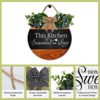 Farmhouse Kitchen Wall Decor,This Kitchen Is Seasoned With Love Rustic Round Wooden Sign,For Home, Office, Store Or Restaurant