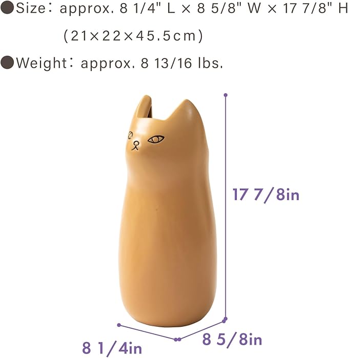 PaletteLife Cat Umbrella Stand, Medium Ceramic Umbrella Holder for Entryway, Cute Scandinavian Decorative Umbrella Rack, White