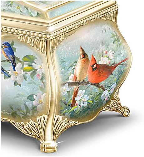 The Bradford Exchange Songbird Serenade Music Box, Joe Hautman Cardinal Art, 22K Gold Accents, Porcelain