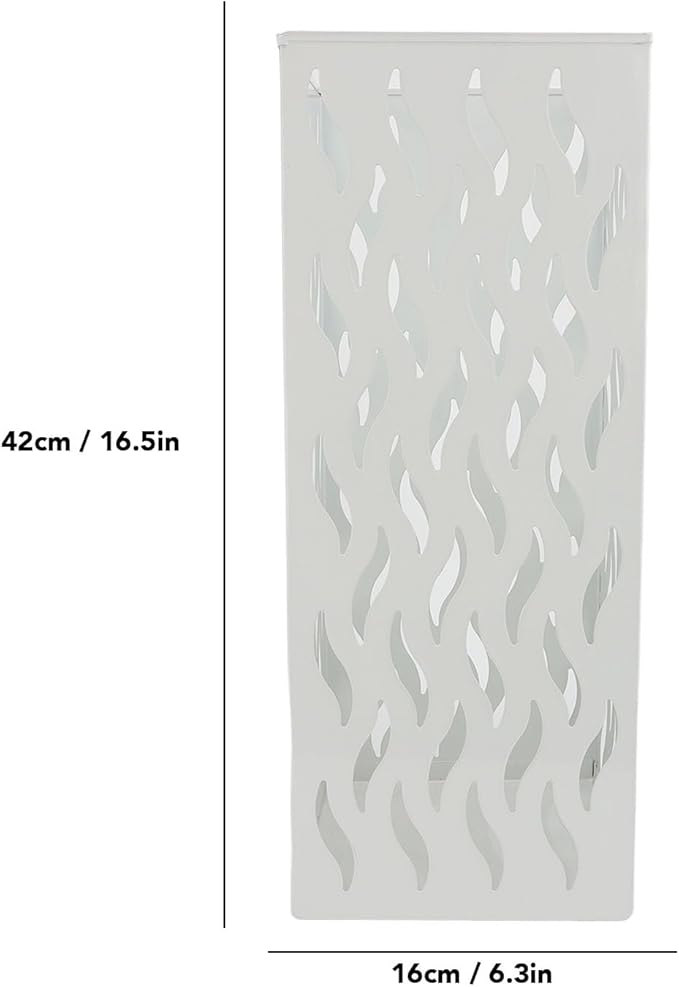 Metal Umbrella Holder, Square Umbrella Stand Rack for Entryway, 6.3" x 6.3" x 16.5" (White)