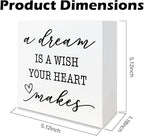 Motivational Home Decor, A Dream Is A Wish Your Heart Makes, Nursery Quote, Rustic Home Decor, Inspirational Art, Gift for Dreamers, Housewarming Gift, Box Sign Decoration Tabletop, 5.1x5.1inches