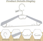 6-Pack Heavy Duty Plastic Extra-Wide Arm 15"-23" Suits Clothes Hangers with Swivel Hooks,Perfect for Coat,Jacket,Dress,Shirt,Trousers or Closet Space Saving,White