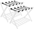 Luggage Racks, Set of 2 Folding Luggage Rack for Guest Room, Bamboo Suitcase Stands with Nylon Straps, X-Shape Heavy Duty Luggage Holder, Suitcase Holder for Guest Room, Hotel, Bedroom, White