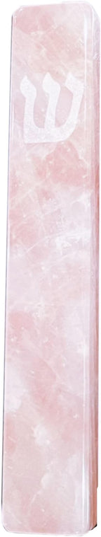 A&S Mezuzot Quartz Mezuzah Case with Engraved Shin Design Easy Peel and Stick Judaica Door Mezuza (Pink, 6 Inches)