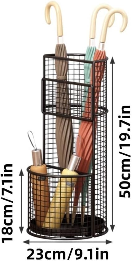 Umbrella Stand, Metal Umbrella Storage Rack, Umbrella Bucket with Drain Tray, Hollow Drain Rack for Entrance, Balcony, Shopping Mall(White)