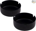 Ashtray Stainless Steel Cigarette Ashtray Ash Tray for Cigarettes 2 Pack (Black, Large-3.94in)