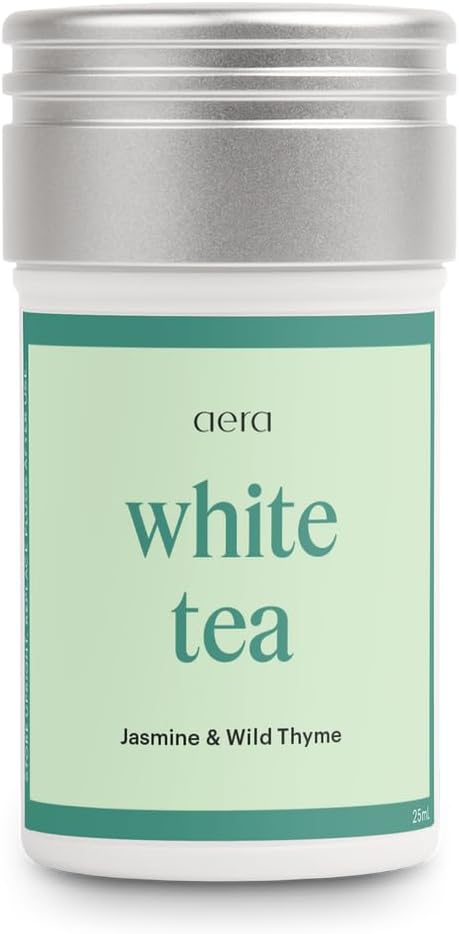 Aera Essential Oil Fragrance Diffuser + White Tea Scent Bundle for Large Rooms (500–1000 Sq Ft), Alexa Compatible + App Controlled Aromatherapy Smart Waterless Diffuser – Hypoallergenic & Pet Safe