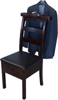Suit Valet Stands for Men Women Contour Hanger Chair Valet with Drawer and Trouser Bar Wooden Valet Stand Organizer Storage for Entryway Bedroom