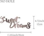 CREATCABIN Sweet Dreams Sign Wood Wall Decor Art Cutout Letter Word Laser Cut Unfinished Decorative Valentine's Day for Living Room Home Door Farmhouse Porch Bedroom Decoration 11.8 x 4.7 Inch,Camel
