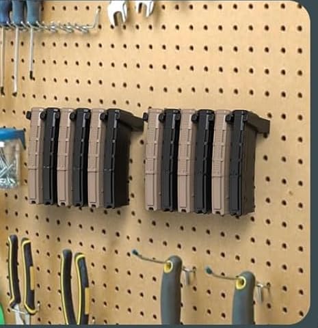 AR10 Wall Mount Mag Holder，PMAG Rack Wall Mount，AR-10 Magazine Hodler， Display Mag Storage for AR 308 Rifle Wall Rack,Home Magazine Storage for Gun Safe,Cabinet,Wall (2 Mounts Hold 12 Mags)