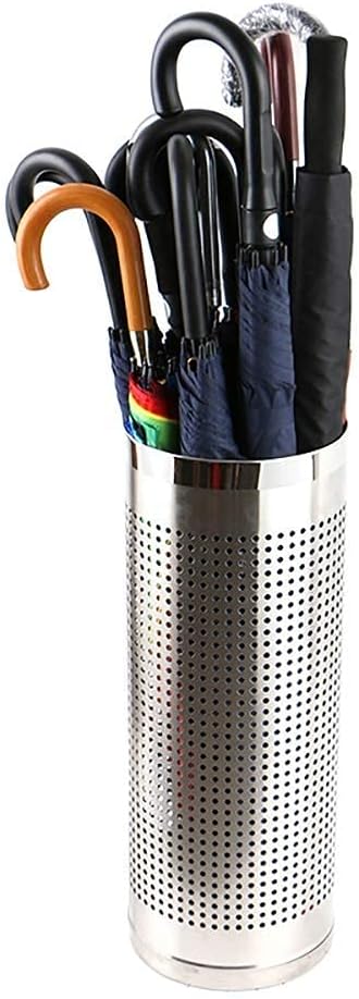 Umbrella Stand Stainless Steel Tubular Metal Perforated for Home Office Hallway - Silver