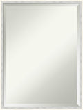 Amanti Art White Wall Mirror 25x19 Paige White Silver Rectangle Bathroom Mirror for Wall Decor Living Room, Medium Modern Wood Frame, Hangs Horizonally and Vertically, Bathroom Decor, Beveled Edge