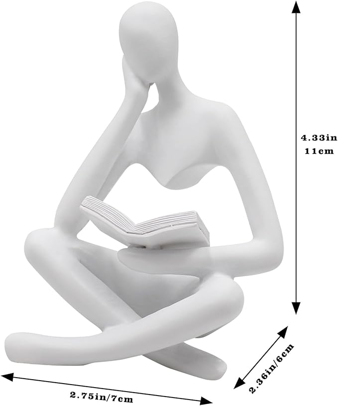 Jinkoozz Reading Women Statue, Thinker Sculptures, Abstract Art Ornament, Modern Aesthetic Figurine Decoration, Suitable for Home Living Room Bedroom Office Shelf Table Desk Bookshelf Decor