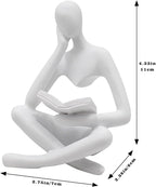Jinkoozz Reading Women Statue, Thinker Sculptures, Abstract Art Ornament, Modern Aesthetic Figurine Decoration, Suitable for Home Living Room Bedroom Office Shelf Table Desk Bookshelf Decor