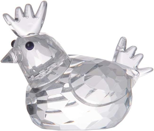 LONGWIN Crystal Animal Figurines Mini Glass Chicken Statues Home Table Decoration Ornaments Collectible