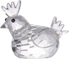 LONGWIN Crystal Animal Figurines Mini Glass Chicken Statues Home Table Decoration Ornaments Collectible